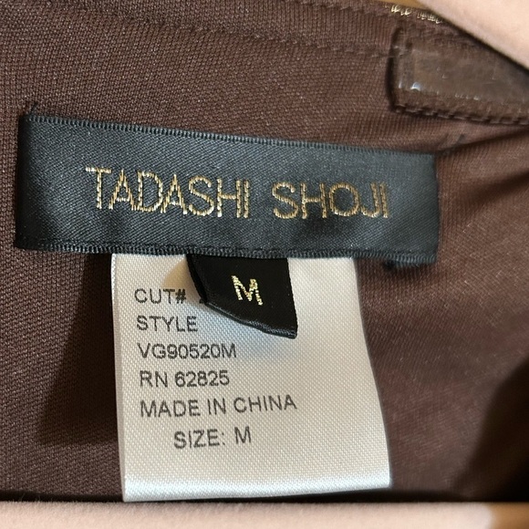 Tadashi Shoji Metallic Bronze Cap Sleeve Pintuck Cocktail Dress Size Medium - Picture 10 of 12